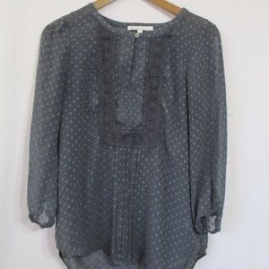 Daniel Rainn Semi Sheer Gray Blouse